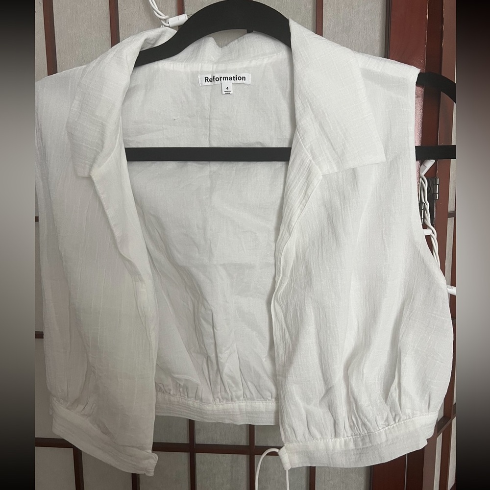 Reformation 100% linen tie top